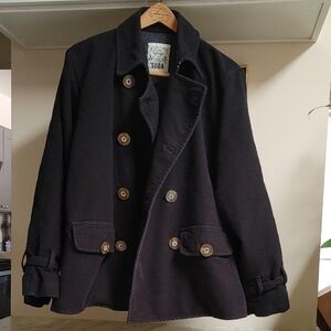 Men's SODA Flannel Pea Coat Size M